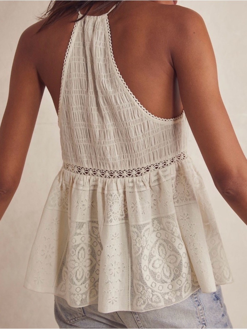 Free People Without a Doubt Cami crochet shirred camisole tank Cami new tank - Picture 8 of 8
